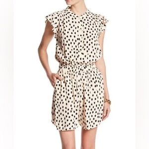 Kate Spade Cream and Black Leopard Dot Romper